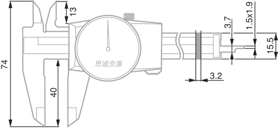 瑞士TESA ETALON 125型 帶表卡尺